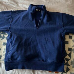 Aritzia Cozy Sweatfleece Boyfriend 1/2 Zip Sweatshirt - Byron Blue